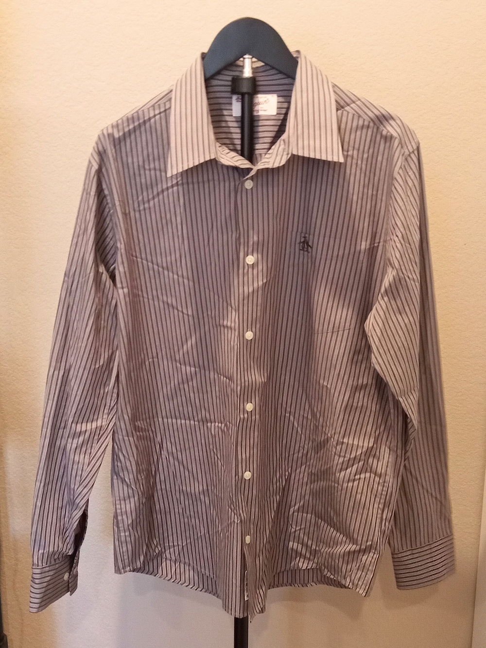 Penguin Striped Button-Up Dress Shirt Men's Size XL